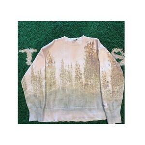 KROST Forest Graphic Knit Sweater Mens XXL Green Beige Excellent 100% Cotton